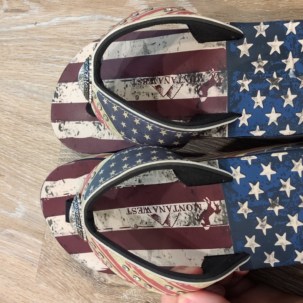 ❤️🤍💙Montana West American Flag Patriotic Platform Flip Flops size 8❤️🤍💙 - Picture 5 of 11